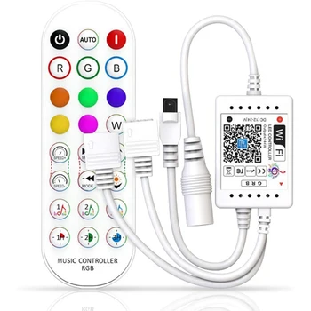 Музыкальный контроллер WiFi Smart RGB для светодиодной ленты + инфракрасный пульт дистанционного управления 24 беспроводными клавишами для цветной ленты